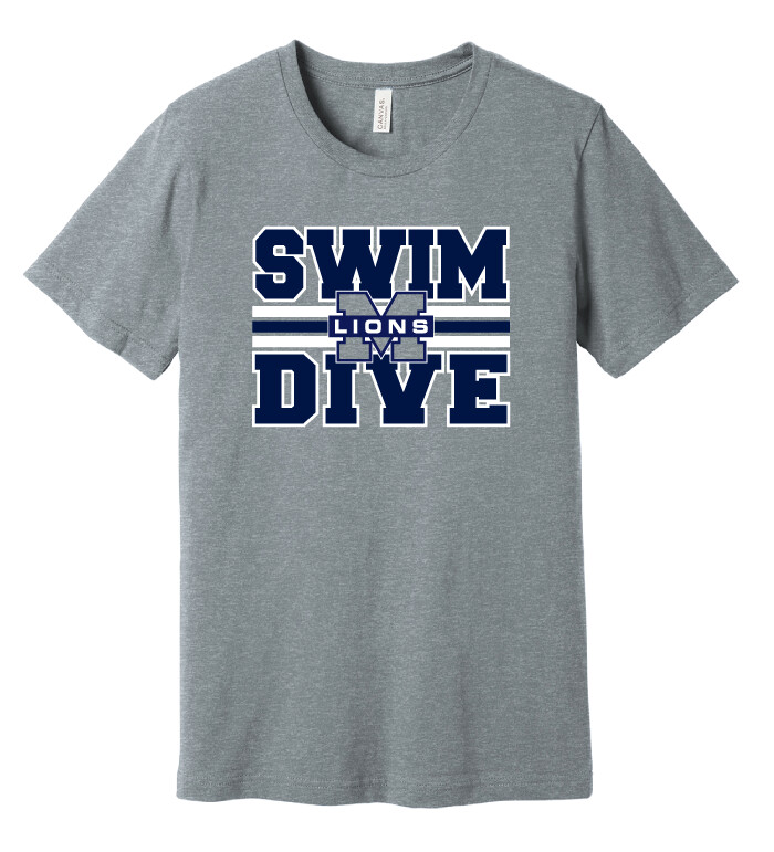 McKinney Swim/Dive - Big Design - Bella+Canvas Short Sleeve, Color: Athletic Heather