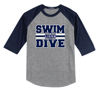 McKinney Swim/Dive - Big Design - Raglan Baseball