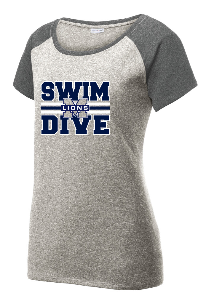McKinney Swim/Dive - Big Design - Heather Scoop Neck, Color: Grey / Graphite