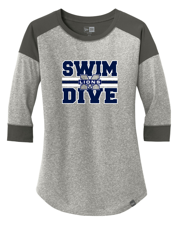 McKinney Swim/Dive - Big Design - 3/4 Sleeve Baseball Raglan Tee, Color: Graphite / Light Graphite