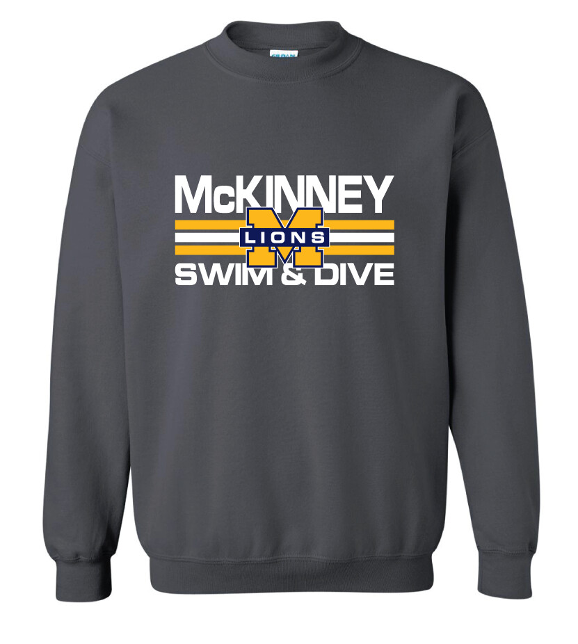 McKinney Swim/Dive - Small Design - Crew Sweatshirt, Color: Charcoal