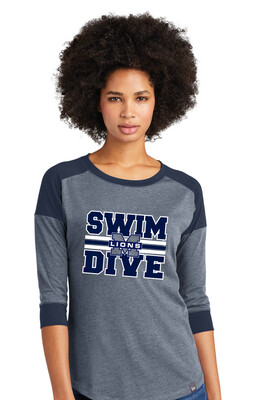 McKinney Swim/Dive - Big Design - 3/4 Sleeve Baseball Raglan Tee