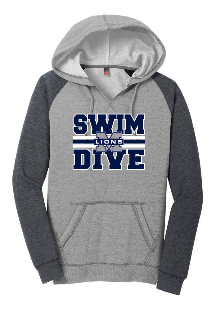McKinney Swim/Dive - Big Design - Lightweight Raglan Hoodie, Color: Heathered Grey