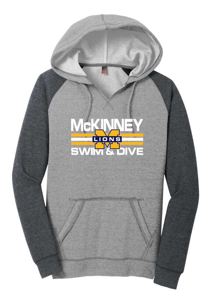McKinney Swim/Dive - Small Design - Lightweight Raglan Hoodie, Color: Heathered Grey