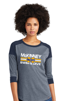 McKinney Swim/Dive - Small Design - 3/4 Sleeve Baseball Raglan Tee
