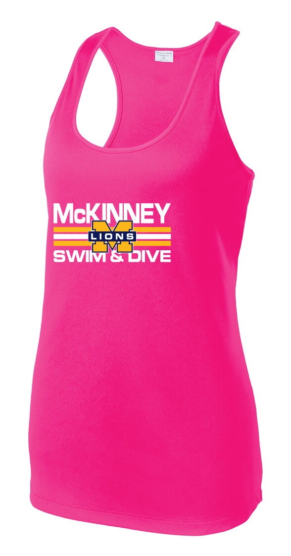 McKinney Swim/Dive - Small Design - Dri-Fit Racerback Tank, Color: Hot Pink