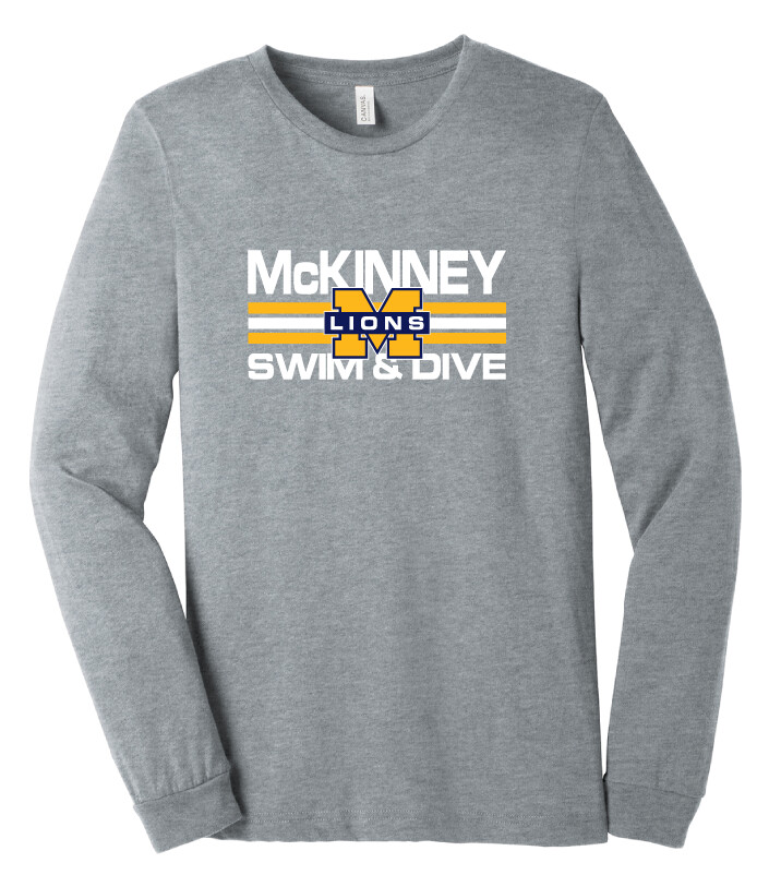 McKinney Swim/Dive - Small Design - Bella+Canvas Long Sleeve, Color: Athletic Heather