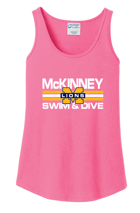 McKinney Swim/Dive - Small Design - Cotton Tank, Color: Hot Pink