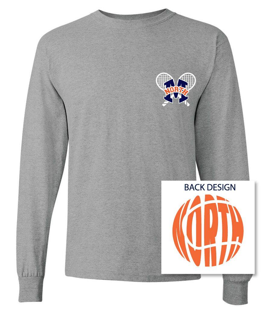 North Tennis - Crossed Rackets - Long Sleeve, Color: Athletic Heather