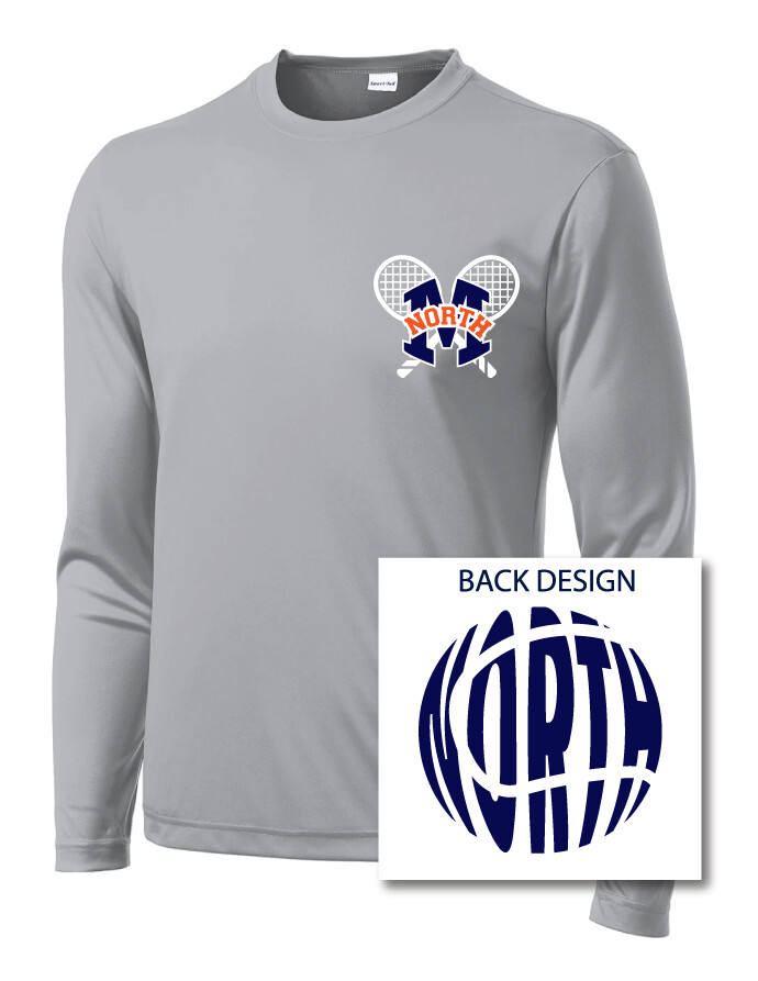 North Tennis - Crossed Rackets - Dri-Fit Long Sleeve, Color: Silver