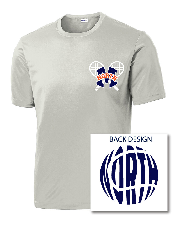 North Tennis - Crossed Rackets - Dri-Fit Short Sleeve, Color: Silver