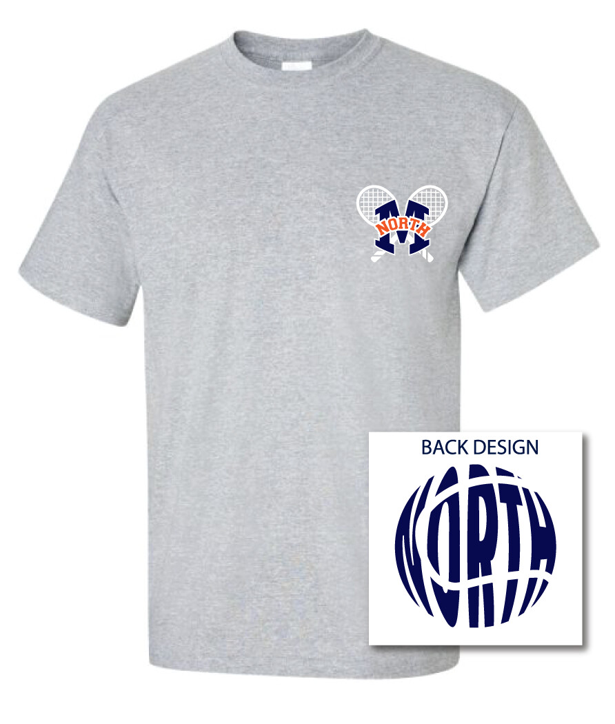North Tennis - Crossed Rackets - Short Sleeve, Color: Sport Grey