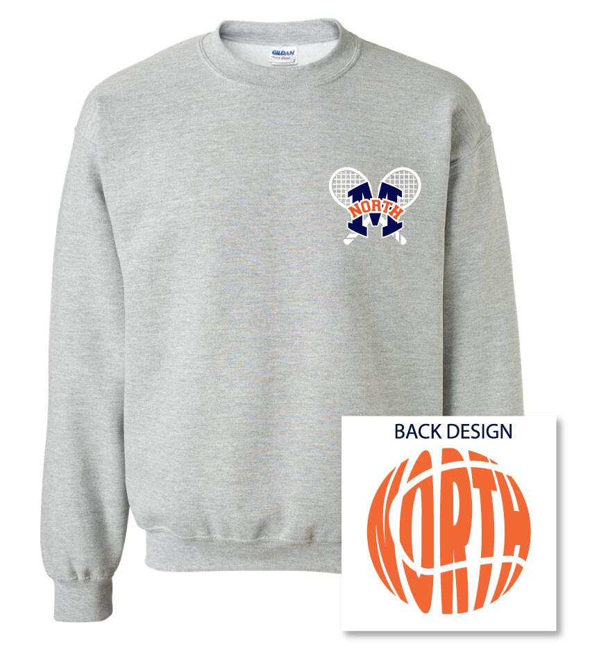 North Tennis - Crossed Rackets - Crew Sweatshirt, Color: Athletic Heather