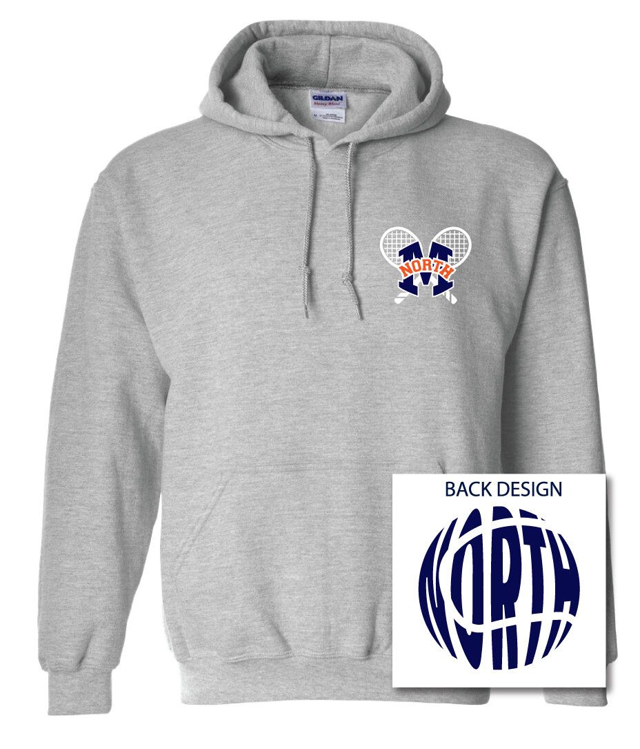 North Tennis - Crossed Rackets - Hoodie, Color: Athletic Heather