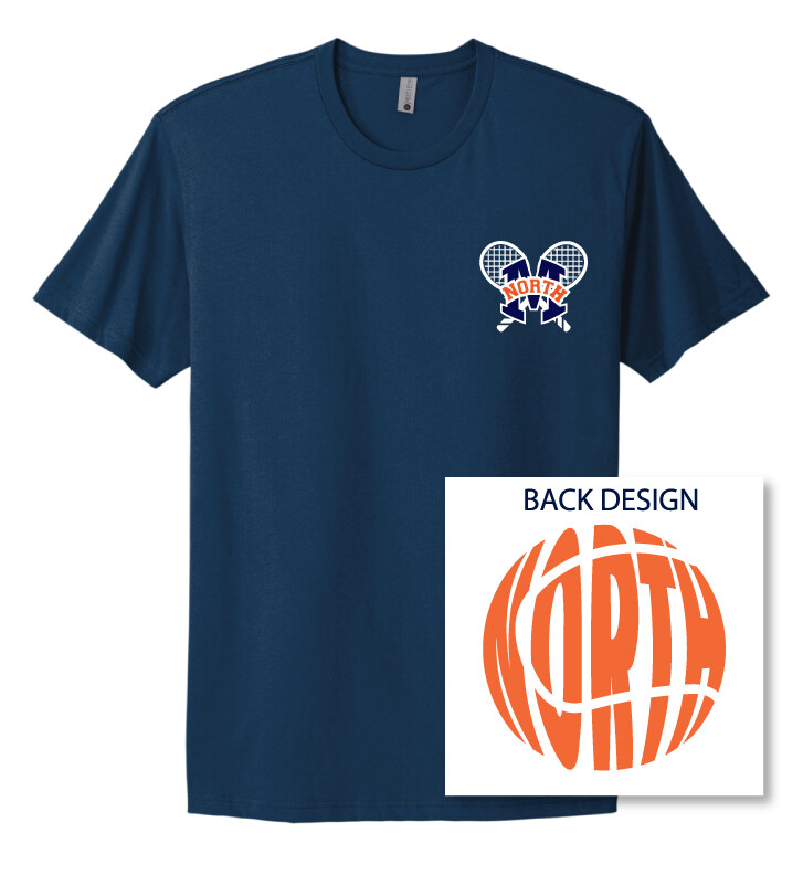 North Tennis - Crossed Rackets - Next Level Short Sleeve, Color: Cool Blue