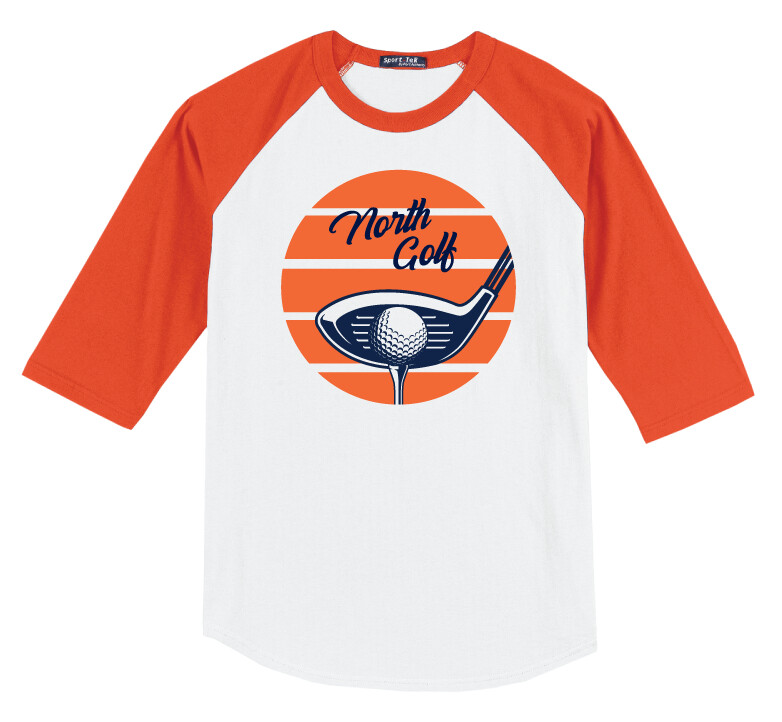 North Golf - Sunrise - Raglan Baseball, Color: White / Orange