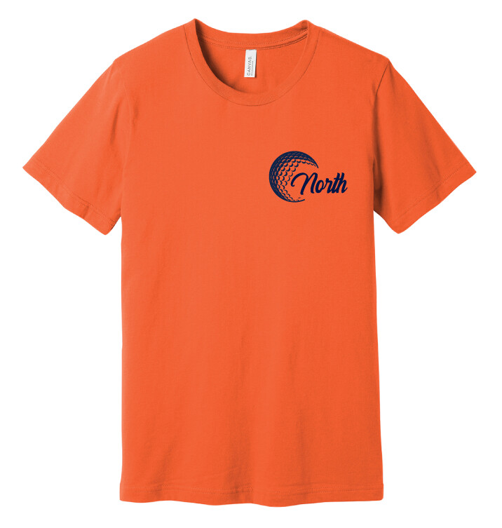 North Golf - Cursive Golf - Bella+Canvas Short Sleeve, Color: Orange, Style 3001 Size: Youth S