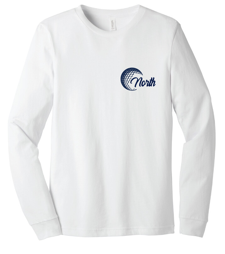 North Golf - Cursive Golf - Bella+Canvas Long Sleeve, Color: White