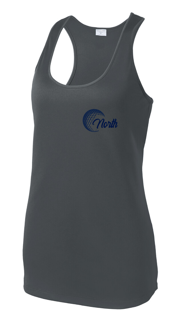 North Golf - Cursive Golf - Dri-Fit Racerback Tank, Color: Iron Grey