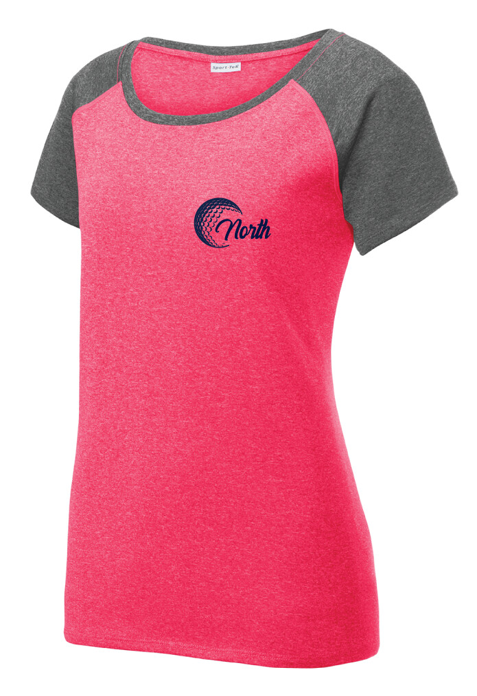 North Golf - Cursive Golf - Heather Scoop Neck, Color: Pink / Graphite