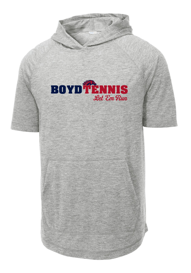 Boyd Tennis - Let &#39;Em Run - Short Sleeve Hoodie, Color: Light Grey Heather