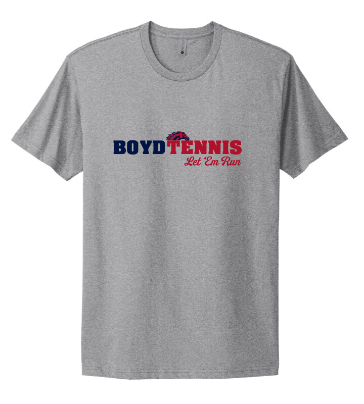 Boyd Tennis - Let &#39;Em Run - Next Level Short Sleeve, Color: Heather Grey