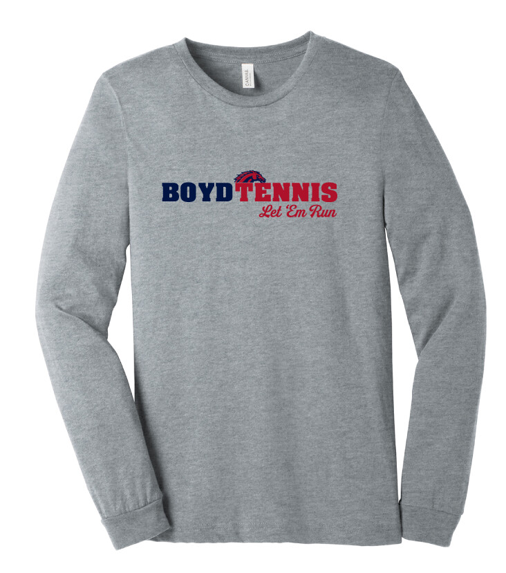Boyd Tennis - Let &#39;Em Run - Bella+Canvas Long Sleeve, Color: Athletic Heather