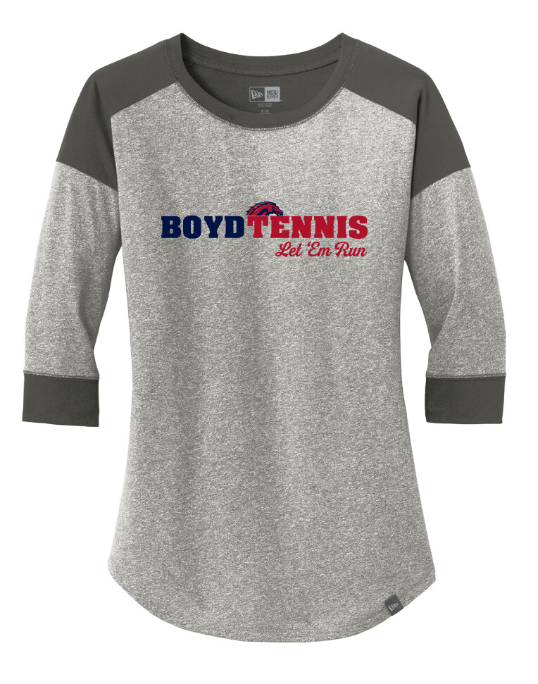 Boyd Tennis - Let &#39;Em Run - 3/4 Sleeve Baseball Raglan Tee, Color: Graphite / Light Graphite