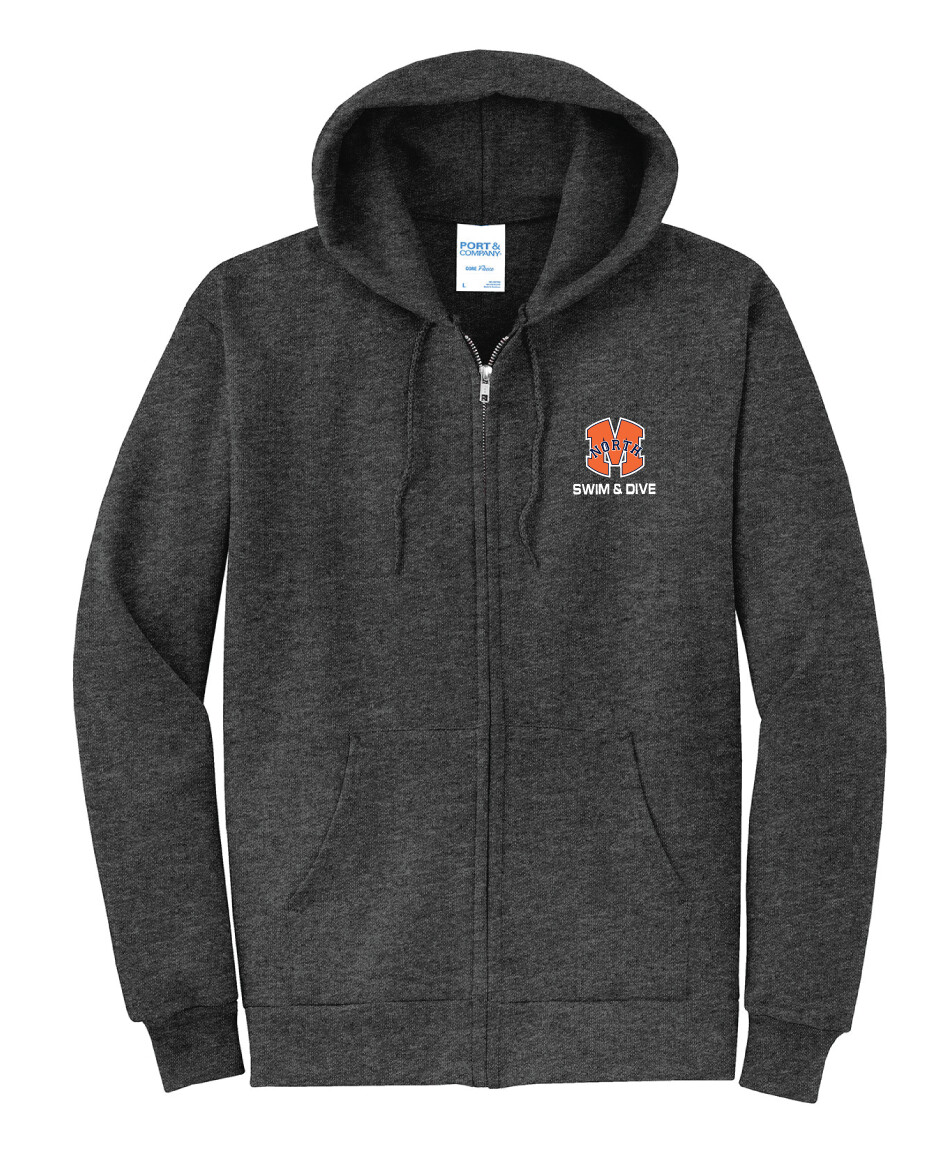 North Swim/Dive - Full-Zip Hoodie, Color: Dark Grey Heather