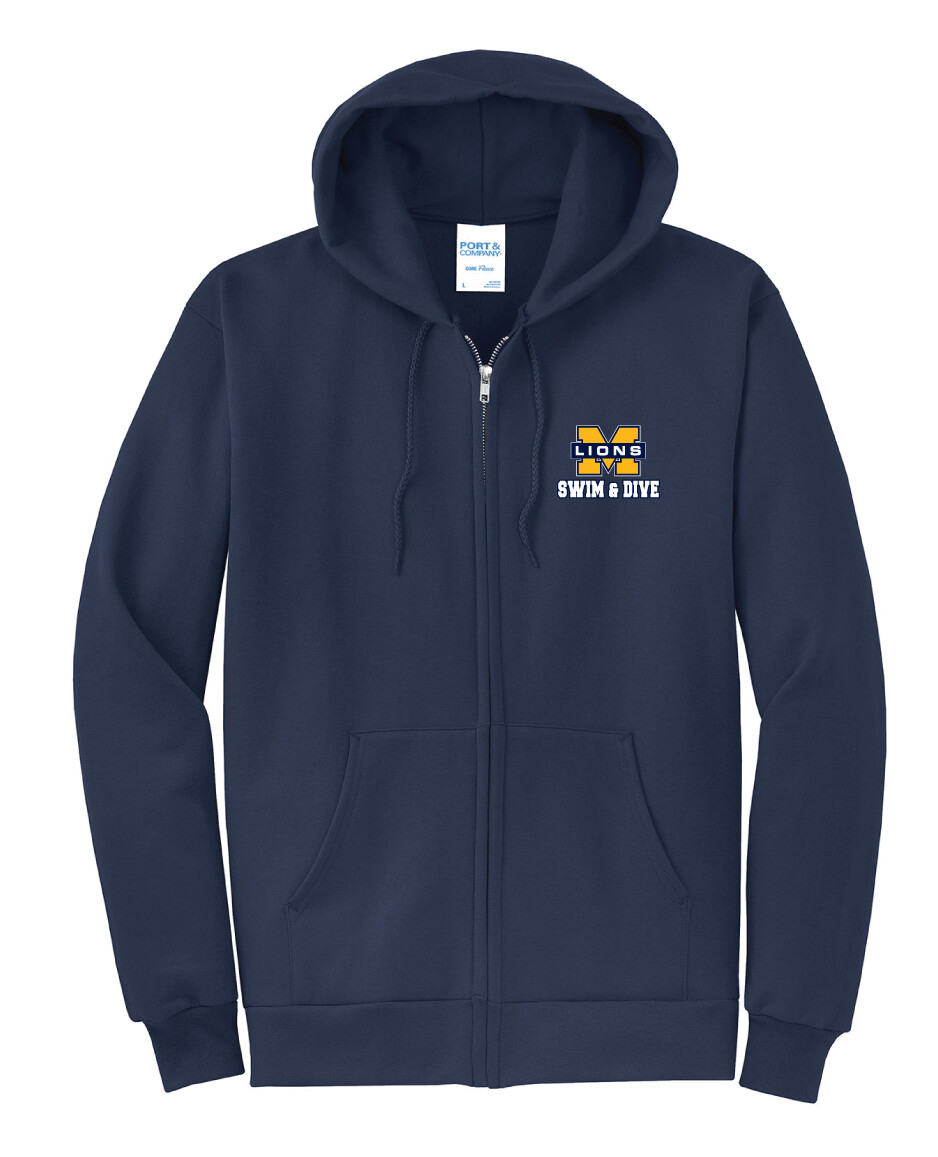 McKinney Swim &amp; Dive - Full-Zip Hoodie, Garment Color: Navy
