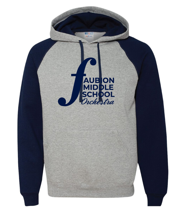 Faubion Orchestra - Orchestra Logo - Raglan Hoodie, Color: Grey / Navy