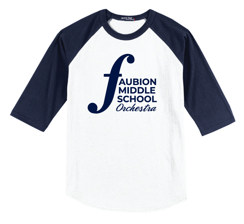 Faubion Orchestra - Orchestra Logo - Raglan Baseball, Color: White / Navy
