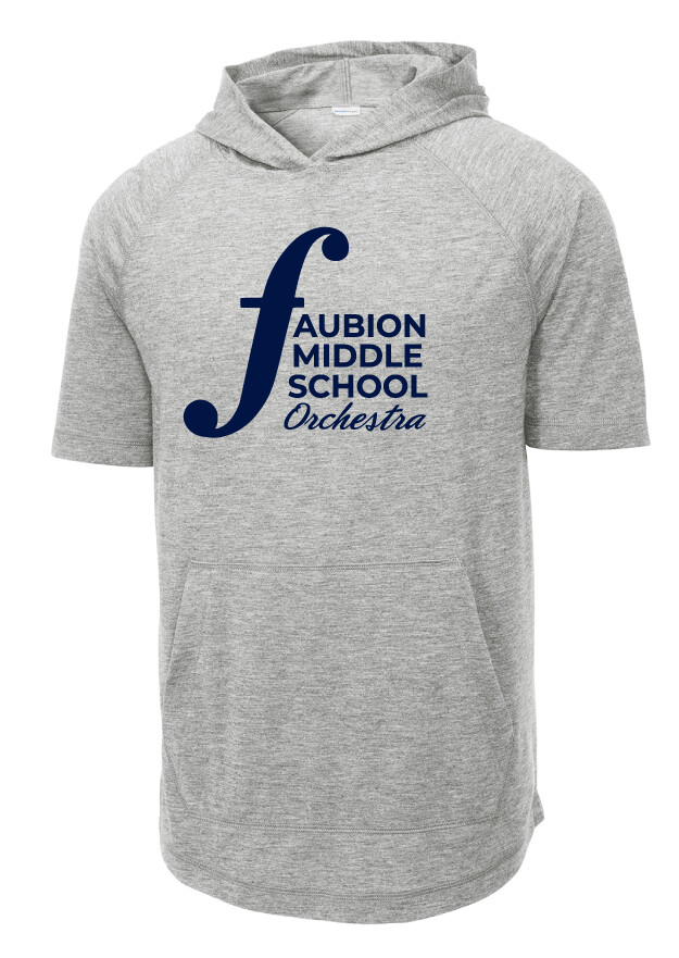 Faubion Orchestra - Orchestra Logo - Short Sleeve Hoodie, Color: Light Grey Heather