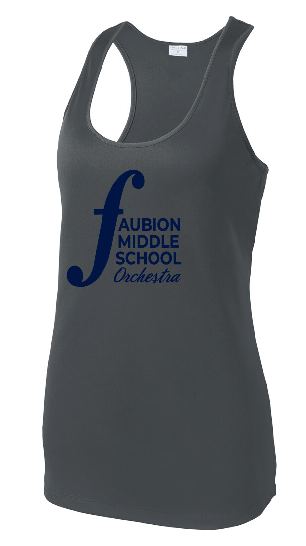 Faubion Orchestra - Orchestra Logo - Dri-Fit Racerback Tank, Color: Iron Grey