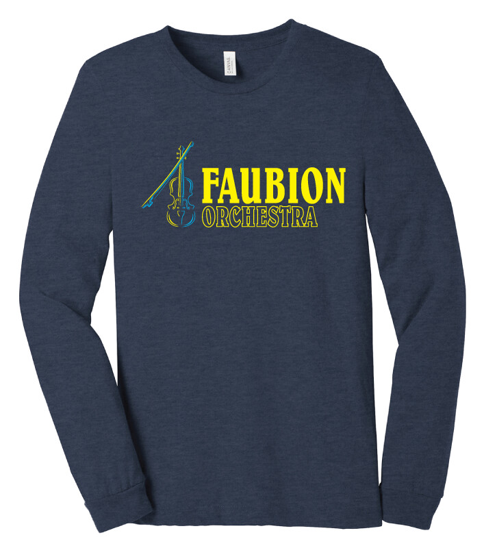 Faubion Orchestra - Neon Violin - Short Sleeve Hoodie, Color: Heather Navy