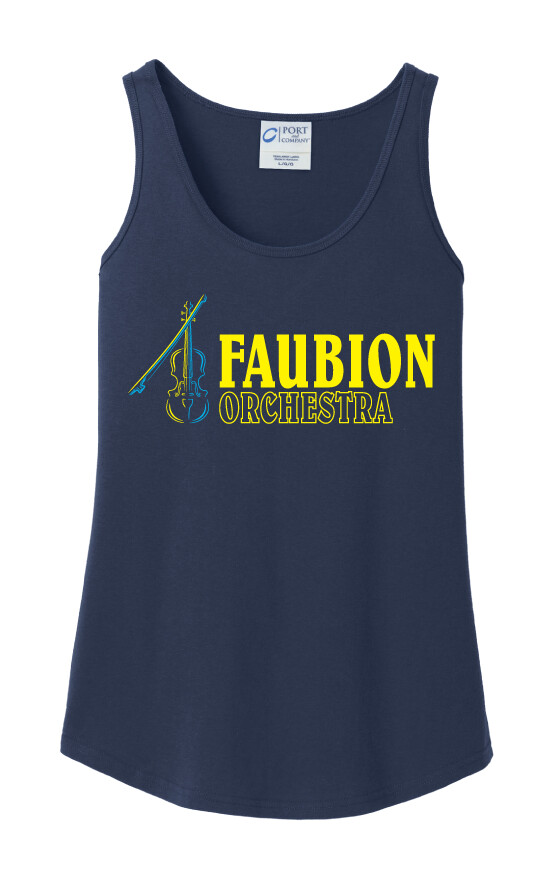 Faubion Orchestra - Neon Violin - Cotton Tank, Color: Navy