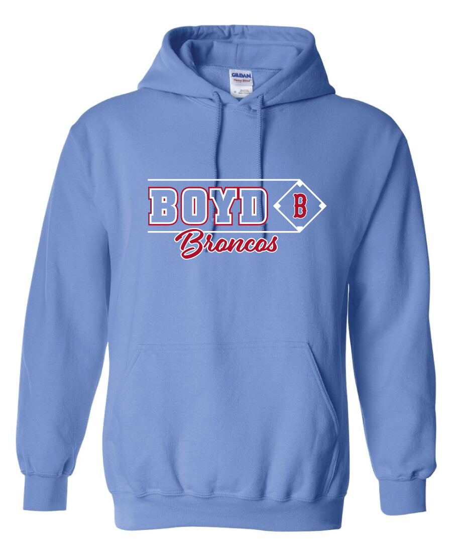 Boyd Baseball - Block Script - Hoodie, Color: Columbia Blue