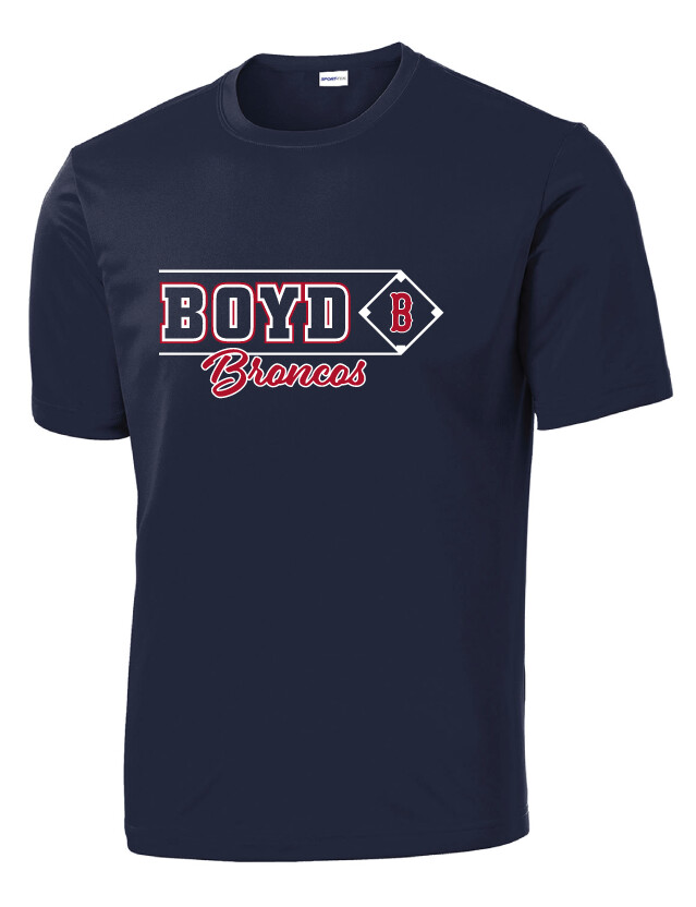 Boyd Baseball - Block Script - Dri-Fit Short Sleeve, Color: True Navy