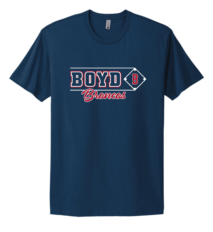 Boyd Baseball - Block Script - Next Level Short Sleeve, Color: Cool Blue