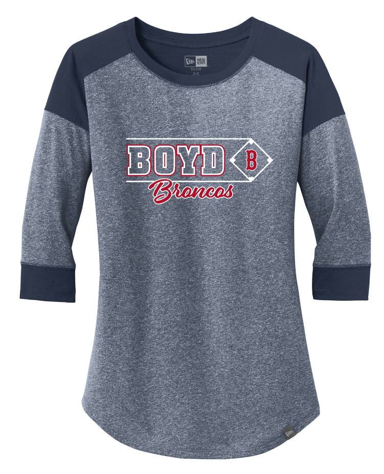 Boyd Baseball - Block Script - 3/4 Sleeve Baseball Raglan Tee, Color: True Navy / True Navy