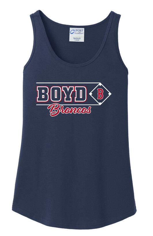 Boyd Baseball - Block Script - Cotton Tank, Color: Navy