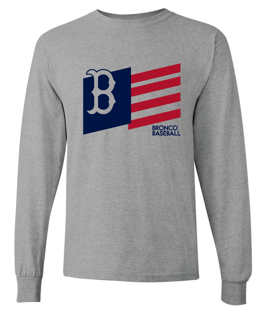 Boyd Baseball - Flag - Long Sleeve, Color: Athletic Heather