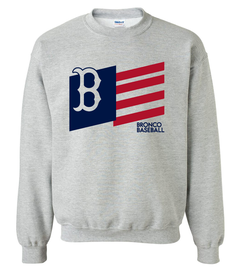 Boyd Baseball - Flag - Crew Sweatshirt, Color: Athletic Heather