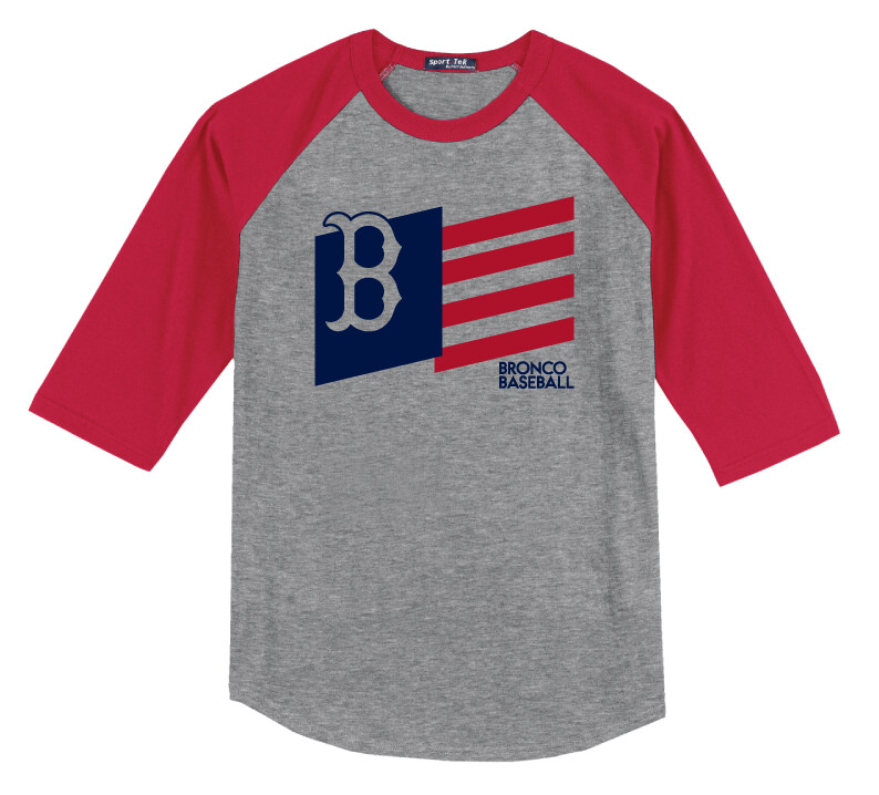 Boyd Baseball - Flag - Raglan Baseball, Color: Grey / Red