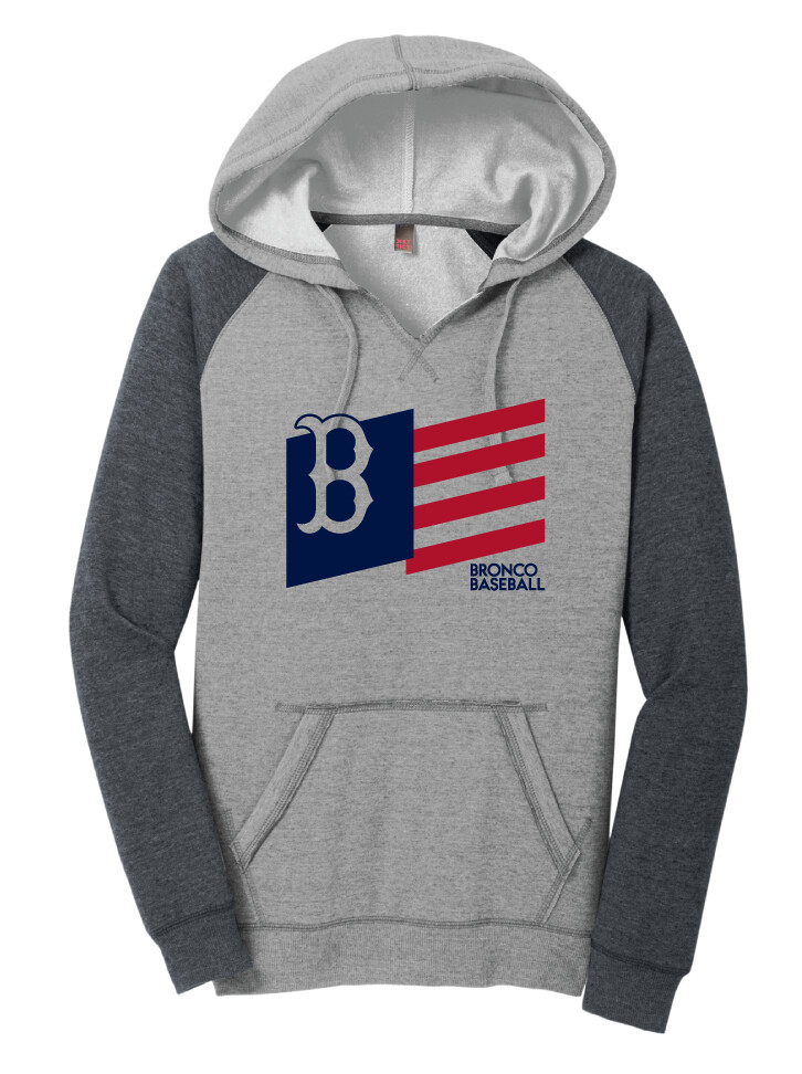 Boyd Baseball - Flag - Lightweight Raglan Hoodie, Color: Heathered Grey