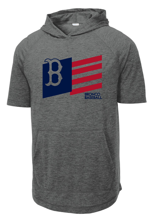Boyd Baseball - Flag - Short Sleeve Hoodie, Color: Dark Grey Heather