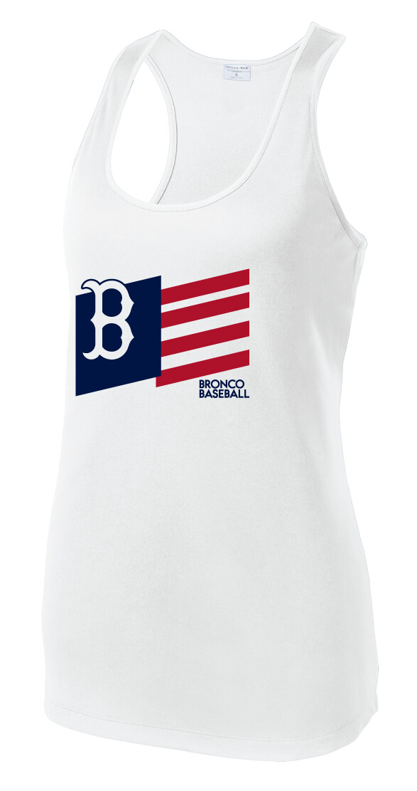 Boyd Baseball - Flag - Dri-Fit Racerback Tank, Color: White