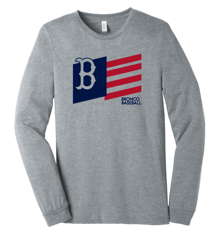 Boyd Baseball - Flag - Bella+Canvas Long Sleeve, Color: Athletic Heather