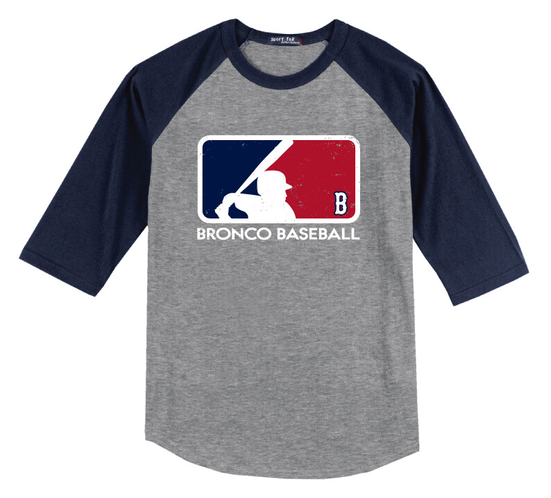 Boyd Baseball - Batter - Raglan Baseball, Color: Grey / Navy