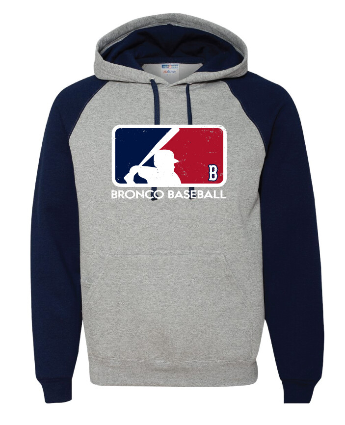 Boyd Baseball - Batter - Raglan Hoodie, Color: Grey / Navy
